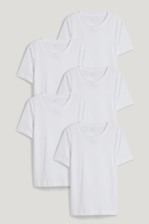 C&A Multipack Of 5Organic Baumwoll T-shirts Damen Weiß | ARFZN-8132
