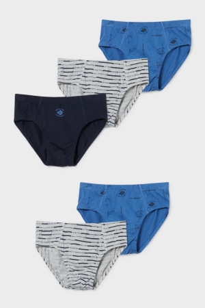 C&A Multipack Of 5 Briefs Organic Baumwoll Unterwäsche Jungen Blau Grau | FHYVK-6920