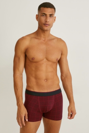C&A Multipack Of 5 Trunks Organic Baumwoll Lycra® Unterwäsche Herren Rot Dunkelblau | BQPGW-9431