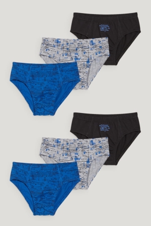C&A Multipack Of 6 Briefs Organic Baumwoll Unterwäsche Jungen Schwarz | SJVQL-5607