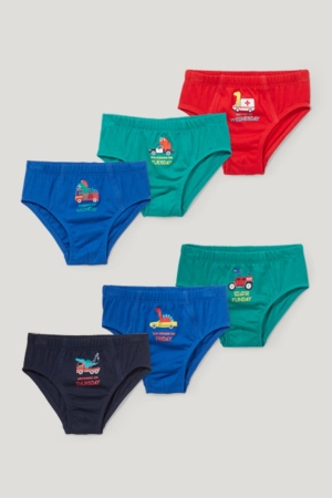 C&A Multipack Of 6 Dinosaur Briefs Organic Baumwoll Unterwäsche Jungen Grün | GZNUA-5402