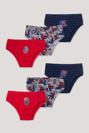 C&A Multipack Of 6 Spider-man Briefs Organic Baumwoll Unterwäsche Jungen Rot | SRYXD-8045