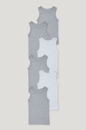 C&A Multipack Of 6 Vest Organic Baumwoll Unterwäsche Jungen Hellgrau | WJVYA-8162