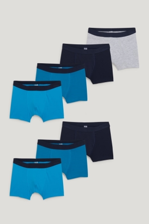 C&A Multipack Of 7 Boxer Organic Baumwoll Unterwäsche Jungen Dunkelblau | UKXHB-3286