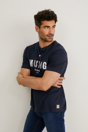 C&A Mustang T-shirts Herren Dunkelblau | DGHVP-3185