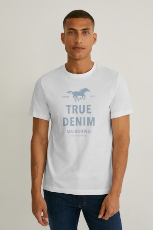 C&A Mustang T-shirts Herren Weiß | PQJVZ-7612