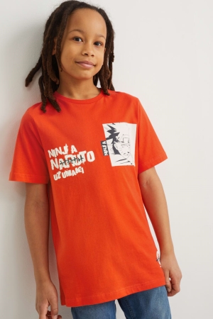 C&A Naruto Sleeve T-shirts Jungen Orange | LCHUK-5710