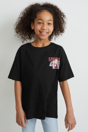 C&A Naruto T-shirts Mädchen Schwarz | ZMDBY-8572