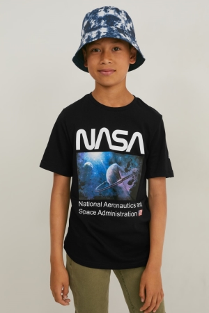 C&A Nasa Sleeve T-shirts Jungen Schwarz | TQNPF-3970