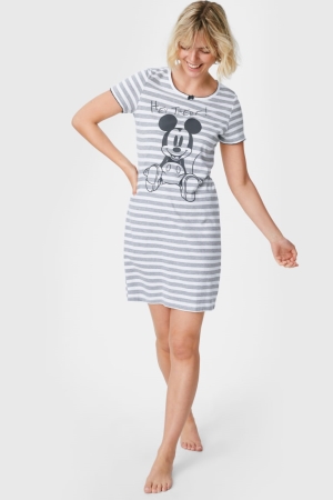 C&A NightStriped Mickey Mouse Nachtwäsche Damen Grau | GLKZV-9628