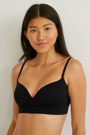 C&A Non-wired Bra Gepolstert Seamless Unterwäsche Damen Schwarz | ASTKH-5309