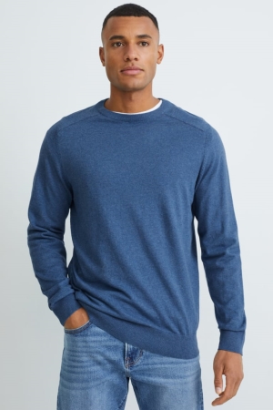 C&A Organic Baumwoll Jumper Herren Dunkelblau | BQWYI-3694