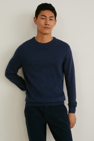 C&A Organic Baumwoll Jumper Herren Dunkelblau | CSRNT-1256