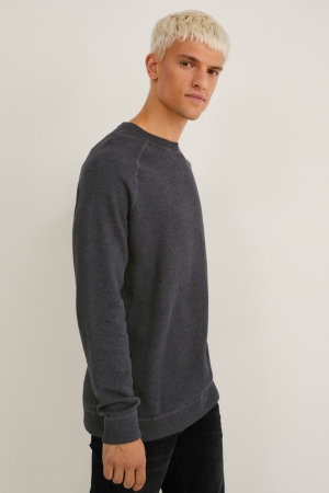 C&A Organic Baumwoll Jumper Herren Grau | NIZLM-6509