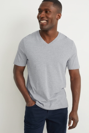 C&A Organic Baumwoll T-shirts Herren Hellgrau | HBJMC-9210
