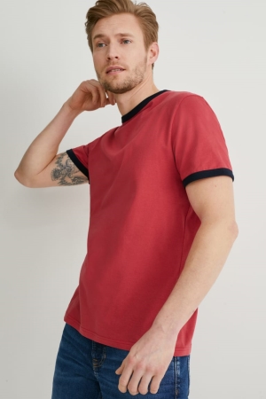 C&A Organic Baumwoll T-shirts Herren Rot | TNIHX-5072
