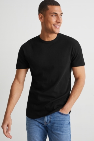 C&A Organic Baumwoll T-shirts Herren Schwarz | ATXWD-6170