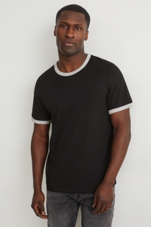 C&A Organic Baumwoll T-shirts Herren Schwarz | KANUT-1586