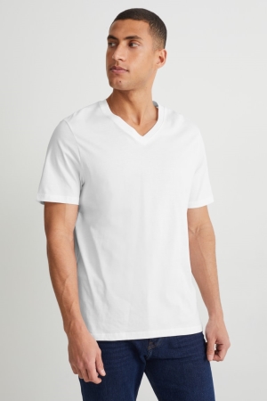 C&A Organic Baumwoll T-shirts Herren Weiß | MYTSB-0836