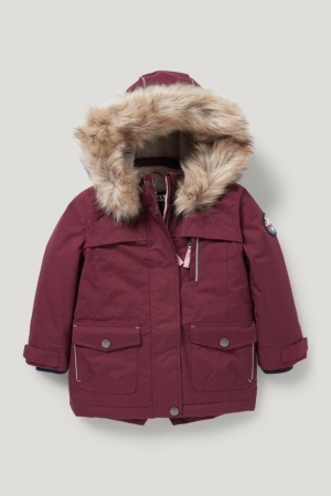 C&A Parka With Hood And Faux Fur Trim Winter Recycled Jacke Mädchen Dunkelrot | CXZAL-2475