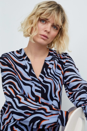C&A Patterned Bluse Damen Blau Dunkelblau | OAGEF-7518