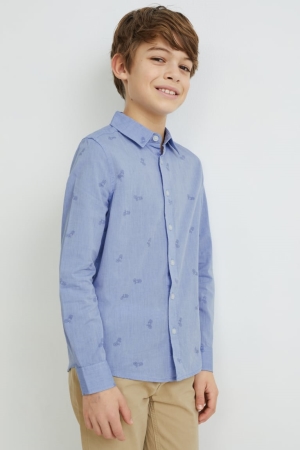 C&A Patterned Hemd Jungen Hellblau | KWYVL-9548