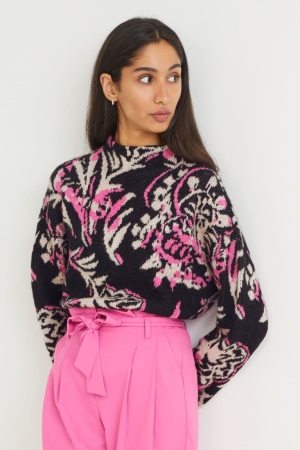 C&A Patterned Jumper Damen Schwarz | DHKST-4329