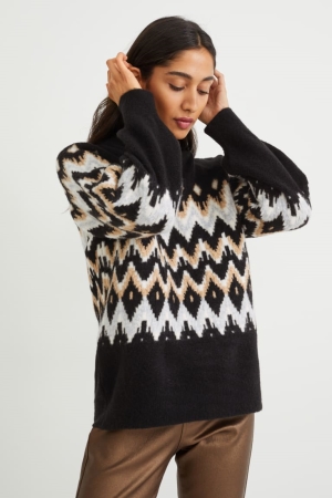 C&A Patterned Jumper Damen Schwarz | NGYTQ-2580