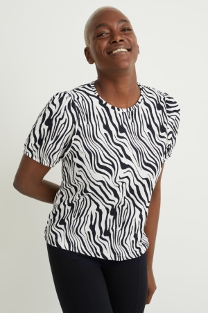 C&A Patterned T-shirts Damen Schwarz Weiß | AEQZC-8067