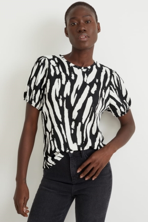 C&A Patterned T-shirts Damen Schwarz Weiß | LKZSF-2681