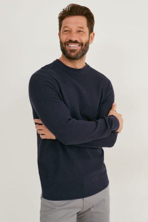 C&A Pima Baumwoll Jumper Herren Dunkelblau | SXYJM-4018