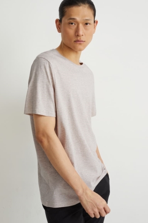 C&A Pima Baumwoll T-shirts Herren Beige | ECSDV-9167