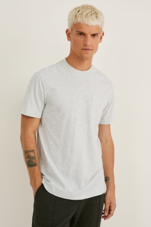 C&A Pima Baumwoll T-shirts Herren Hellgrau | TSULQ-6708