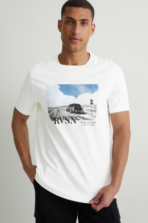 C&A Pima Baumwoll T-shirts Herren Weiß | LBXSJ-7935