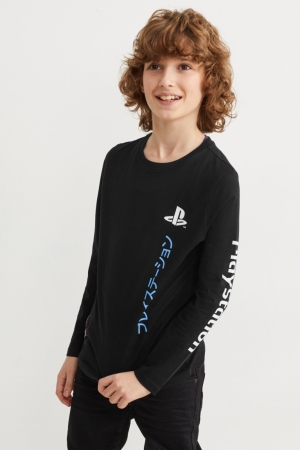 C&A Playstation Long Sleeve Oberteile Jungen Schwarz | SJLAE-4069