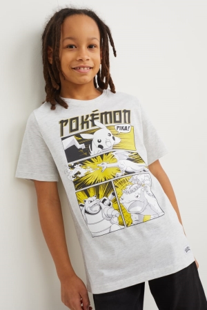 C&A Pokémon Sleeve T-shirts Jungen Hellgrau | RSUPQ-3178