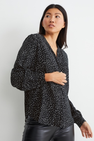 C&A Polka Dot Bluse Damen Schwarz | SIHRQ-5082