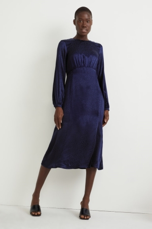 C&A Polka Dot Kleider Damen Dunkelblau | DCHXL-7314