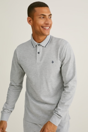 C&A Polo Flex Organic Baumwoll Lycra® Hemd Herren Grau | WOIKR-2190