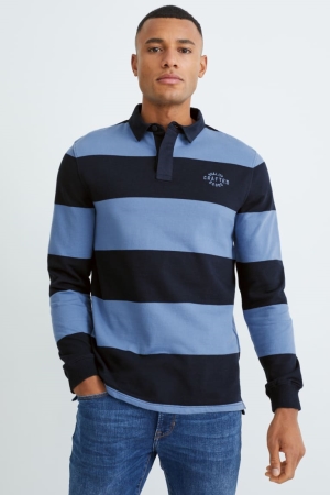 C&A Polo Gestreift Hemd Herren Blau Dunkelblau | HJNYR-9312