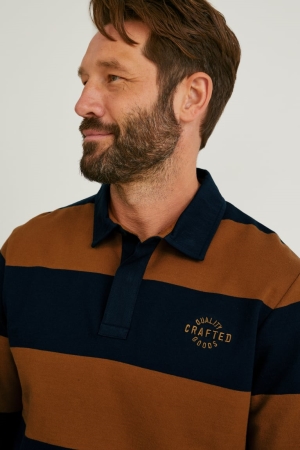 C&A Polo Gestreift Hemd Herren Braun Dunkelblau | KLZOT-3625