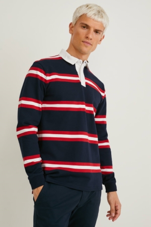 C&A Polo Gestreift Hemd Herren Dunkelblau | GDWCI-9610