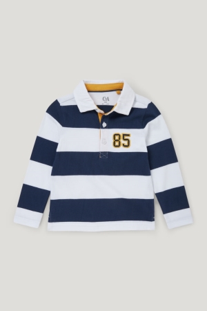 C&A Polo Gestreift Hemd Jungen Dunkelblau | LHYSV-9738