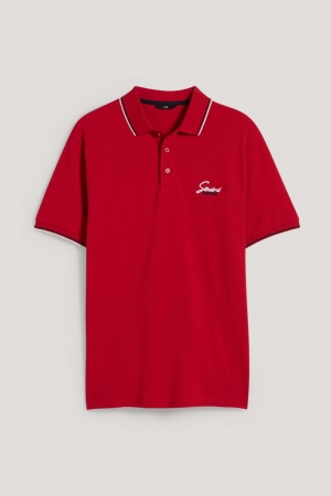 C&A Polo Hemd Herren Dunkelrot | YJSNR-3765