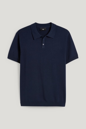 C&A Polo Hoodie Herren Dunkelblau | QEXSN-8435