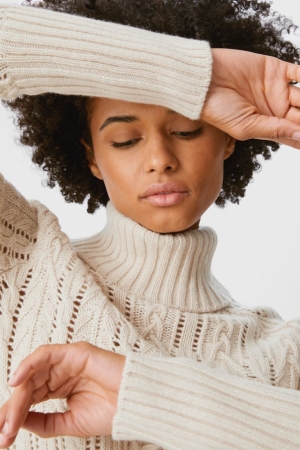 C&A Polo Neck Cashmere Blend Recycled Jumper Damen Hellbraun | TVBZQ-6418