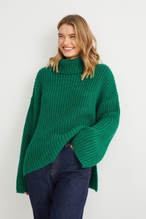 C&A Polo Neck Jumper Damen Grün | QBYJZ-0327