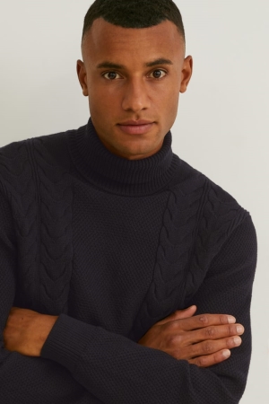 C&A Polo Neck Jumper Herren Dunkelblau | GZBJS-1608