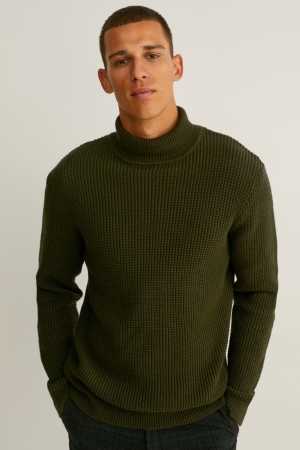 C&A Polo Neck Jumper Herren Khaki | TRFXB-3421