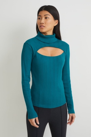 C&A Polo Neck Oberteile Damen Dunkelgrün | OUZCJ-3487